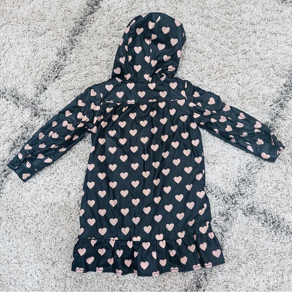 Baby gap toddler girl size 4T black and pink heart rain coat with hood - Picture 3 of 6